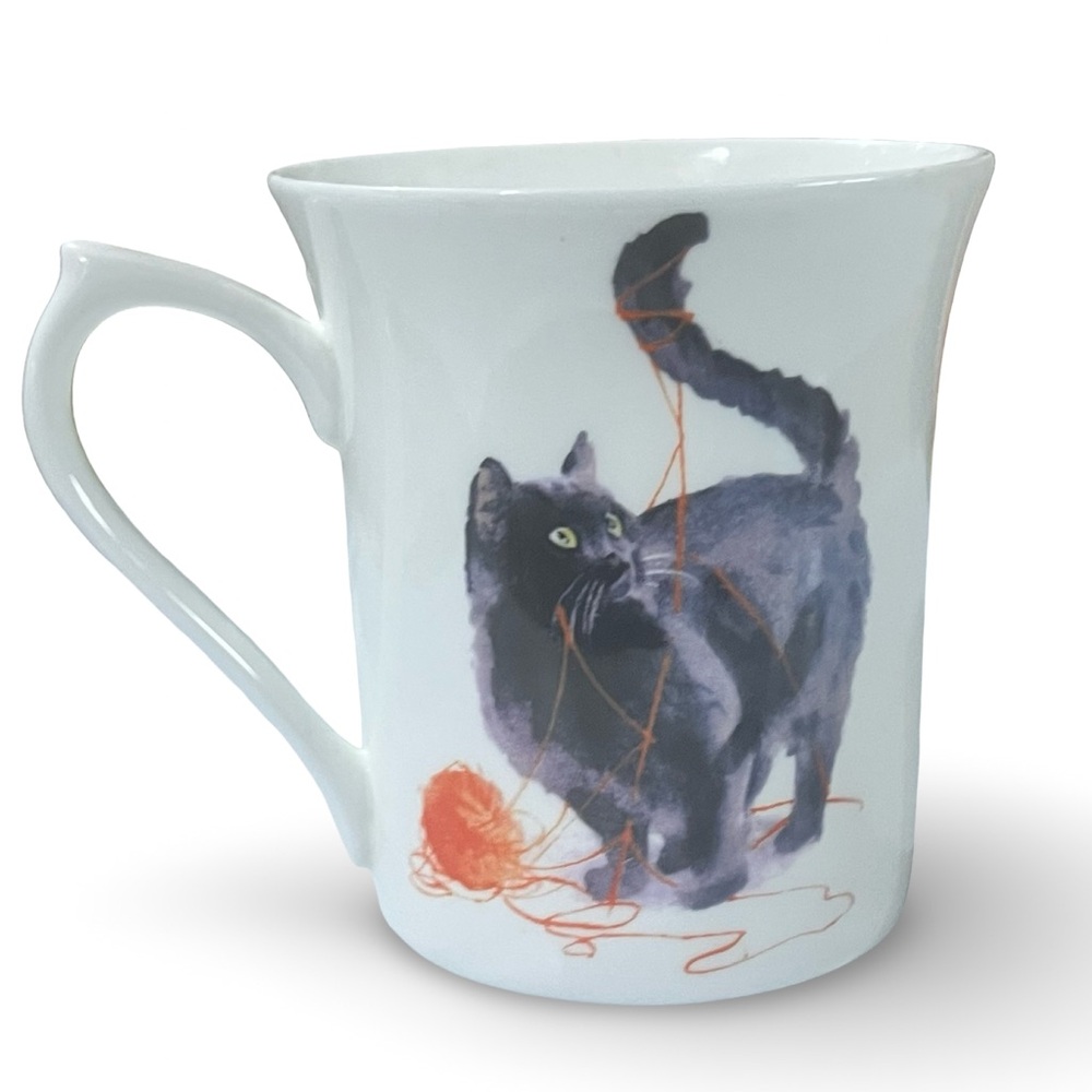 Queens Fine Bone China Frolicking Cats “Phillipa” Black Cat Mug - Picture 2 of 7